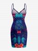 Plus Size Flowers Tropical Leaf Print Convertible Hawaii Beach Cover -  
