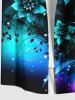 Plus Size Flowers Leaf Ombre Print Buttons Pocket Hawaii Shirt For Men -  