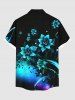 Plus Size Flowers Leaf Ombre Print Buttons Pocket Hawaii Shirt For Men -  