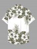 Plus Size Hibiscus Flowers Tropical Leaf Print Buttons Pocket Hawaii Shirt For Men -  