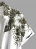 Plus Size Hibiscus Flowers Tropical Leaf Print Buttons Pocket Hawaii Shirt For Men -  