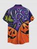 Chemise grande taille à boutons et poches pour homme, motif citrouille, feuille, étoile, toile d'araignée, Halloween - Pourpre  L