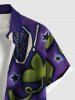 Plus Size Halloween Pumpkin Leaf Star Spider Web Print Buttons Pocket Shirt For Men -  