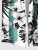Plus Size Flowers Tropical Leaf Print Buttons Pocket Hawaii Shirt For Men -  
