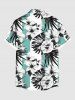 Chemise hawaïenne grande taille à imprimé floral et feuilles tropicales pour homme - Vert XL