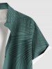 Plus Size Coconut Tree Tropical Leaf Print Buttons Pocket Hawaii Shirt For Men -  