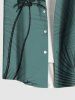 Plus Size Coconut Tree Tropical Leaf Print Buttons Pocket Hawaii Shirt For Men -  