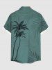 Plus Size Coconut Tree Tropical Leaf Print Buttons Pocket Hawaii Shirt For Men -  