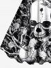 Plus Size Halloween Skulls Rose Flowers Print Tank Dress -  