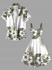 Plus Size Hibiscus Flowers Tropical Leaf Print Hawaii Tank Dress -  