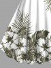 Plus Size Hibiscus Flowers Tropical Leaf Print Hawaii Tank Dress -  