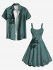 Plus Size Coconut Tree Tropical Leaf Print Hawaii Tank Dress -  