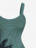 Robe débardeur hawaïenne grande taille à imprimé feuilles tropicales et cocotiers - Vert 6X