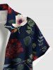 Plus Size Flower Leaf Branch Print Hawaii Button Pocket Shirt For Men -  