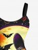 Plus Size Pumpkin Skeleton Wizard Bat Moon Galaxy Print Halloween A Line Tank Dress -  