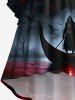 Plus Size Wizard Boat Castle Bat Ombre Galaxy Print Halloween Ruched High Low Asymmetric Dress -  