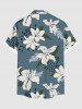 Plus Size Flower Leaf Spotted Print Hawaii Button Pocket Shirt For Men -  