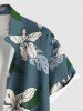 Plus Size Flower Leaf Spotted Print Hawaii Button Pocket Shirt For Men -  