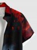 Plus Size Wizard Boat Castle Bat Ombre Galaxy Print Halloween Button Pocket Shirt For Men -  