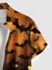 Plus Size Pumpkin Lantern Candle Bat Tree Print Halloween Button Pocket Shirt For Men - Orange 4XL