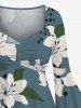 Plus Size Flower Leaf Spotted Print Hawaii Ruched High Low Asymmetric Dress -  