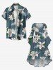 Plus Size Flower Leaf Spotted Print Hawaii Ruched High Low Asymmetric Dress -  