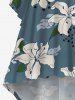 Plus Size Flower Leaf Spotted Print Hawaii Ruched High Low Asymmetric Dress -  