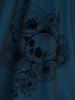 Robe débardeur à lacets et œillets en dentelle avec motif de roses et de crânes - Paon Bleu S
