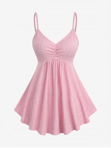 Ruched Marled Cami Top And Skulls Mesh Lace Trim Top and Lace-up Lettuce Flare Pants Plus Size Outfit