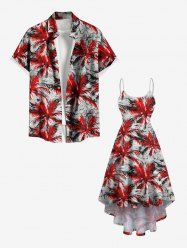 Coconut Tree Tropical Leaf Print Plus Size Matching Hawaii Beach Outfit For Couples -  