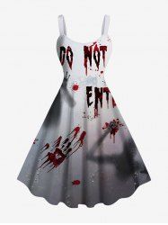 Plus Size Halloween Ghost Hair Hands Blood Splatter Print Tank Dress -  