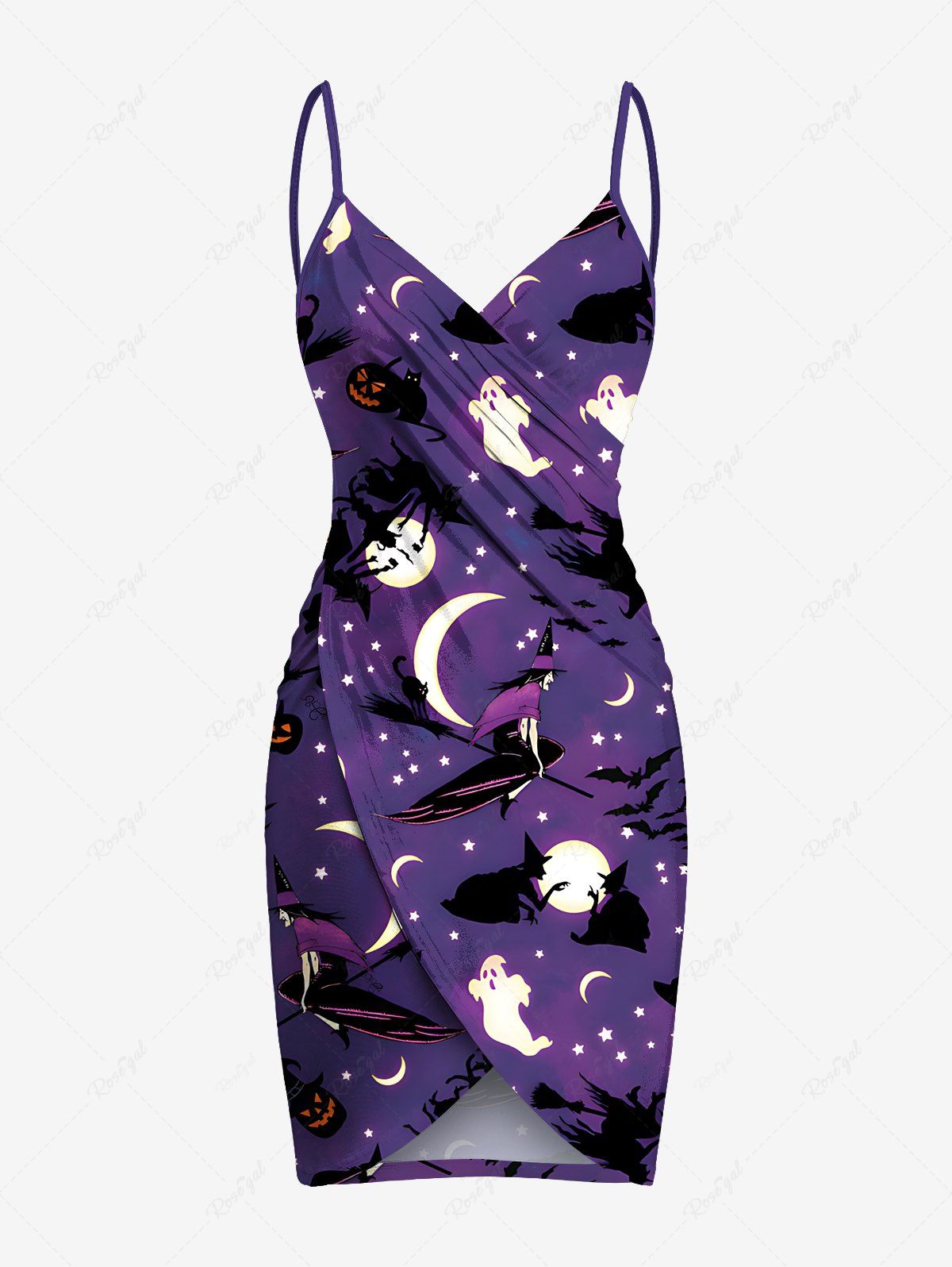 New Plus Size Pumpkin Wizard Ghost Moon Star Ombre Galaxy Print Halloween Convertible Beach Cover Up  