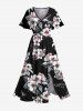 Flower Leaf Print Plus Size Matching Hawaii Beach Outfit For Couples -  