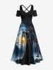 Halloween Costume Tree Wizard Tomb Lantern Print Plus Size Matching Outfit For Couples -  