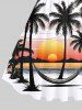 Coconut Tree Sunset Hammock Sea Mountain Print Plus Size Matching Hawaii Beach Outfit For Couples -  