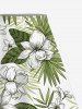 Flowers Tropical Leaf Print Plus Size Matching Hawaii Beach Outfit For Couples -  