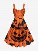 Halloween Pumpkin Bat Print Plus Size Matching Outfit For Couples -  