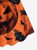 Plus Size Halloween Pumpkin Bat Print Tank Dress -  