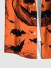 Plus Size Halloween Pumpkin Bat Print Buttons Pocket Shirt For Men -  