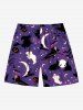 Short de plage grande taille avec cordon de serrage pour homme, imprimé citrouille, fantôme, lune, étoile, galaxie, Halloween - Pourpre  XL