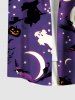 Plus Size Pumpkin Wizard Ghost Moon Star Ombre Galaxy Print Halloween Button Pocket Shirt For Men -  
