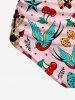 Bird Cherry Bowknot Rose Flower Heart Print Lace Up Tankini Swimsuit (Adjustable Shoulder Strap) - Rose clair 3X