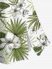 Plus Size Flowers Tropical Leaf Print Split Hawaii Skirt -  