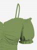 Plus Size Cinched Ruched Ruffles Cold Shoulder Cami Top -  