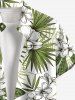 Chemise hawaïenne grande taille à imprimé floral et feuilles tropicales pour homme - Vert XL