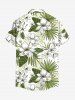 Chemise hawaïenne grande taille à imprimé floral et feuilles tropicales pour homme - Vert 2XL