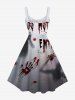 Plus Size Halloween Ghost Hair Hands Blood Splatter Print Tank Dress -  
