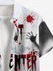 Plus Size Halloween Ghost Hair Hands Blood Splatter Print Buttons Pocket Shirt For Men -  