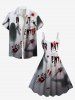 Plus Size Halloween Ghost Hair Hands Blood Splatter Print Tank Dress -  