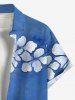 Plus Size Flowers Marled Tropical Print Buttons Pocket Hawaii Shirt For Men -  